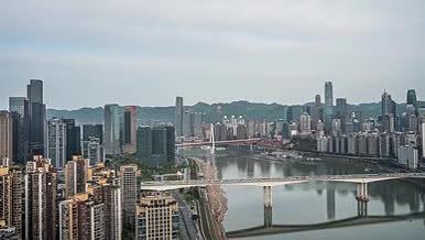 4k重庆城市CBD大桥车流日转夜延时视频的预览图